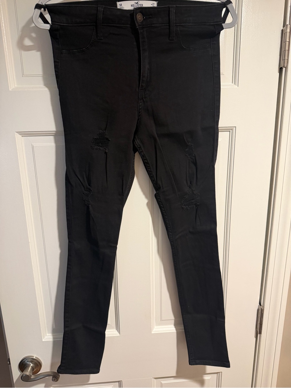 Hollister Black Skinny Jeans with Distressed Knees